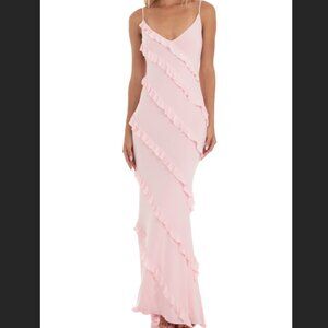 Lucy in the Sky Ruffle Maxi Dress in Pink